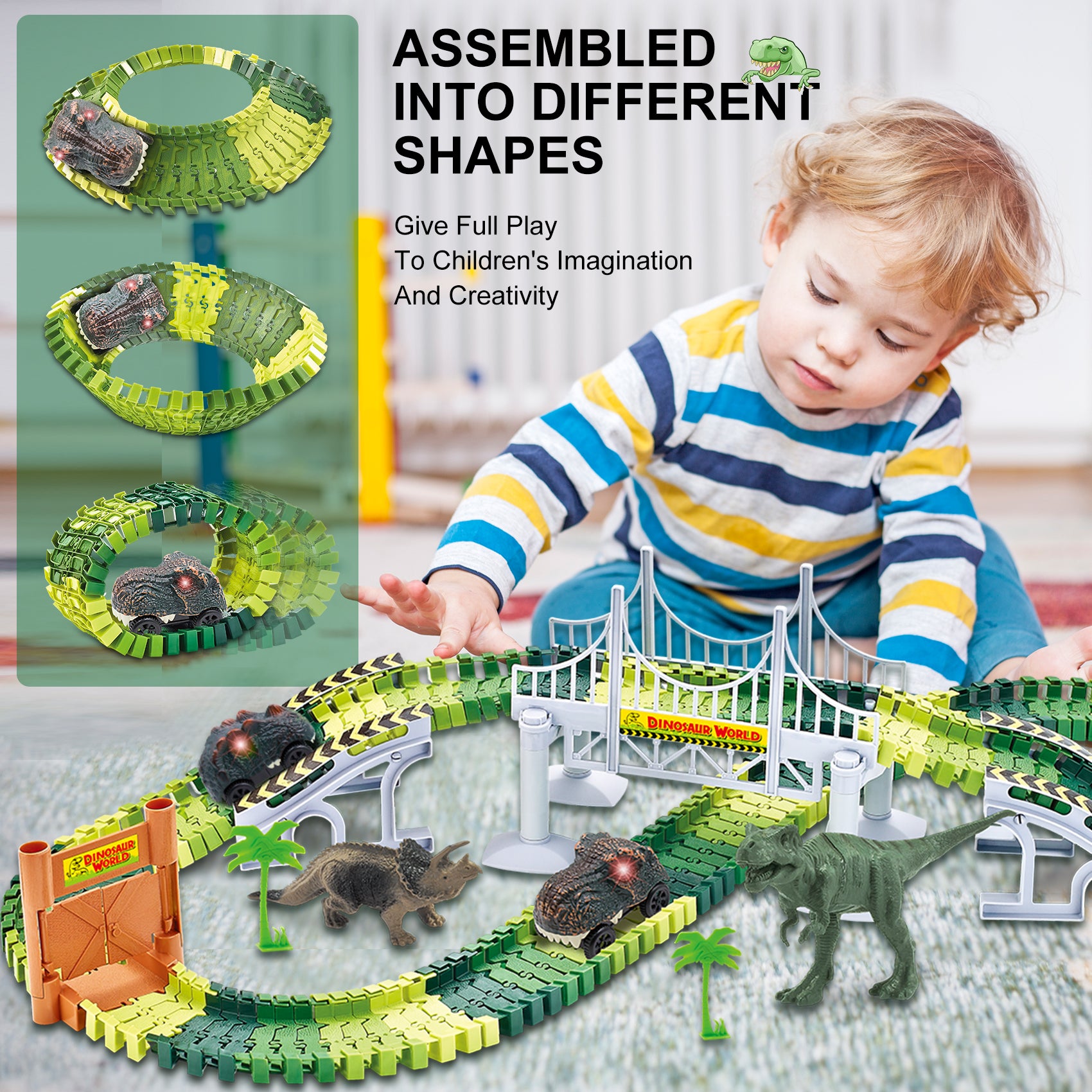 Create Road Dinosaur, Toy Train Track Cars