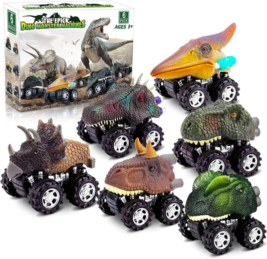 Dinosaur Toys for 3 Year Old Boys, Pull Back Dinosaur Toys for 5 Year Old Boy 6 Pack Set Car Toys for 4 Year Old Boys Christmas Birthday Gifts for Kids 1 2 3 4 5 6 Year Old Boys Girls