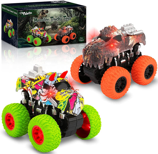 Kids Toys Trucks Dinosaur Toy - Monster Trucks for Boys Dinosaur Toys | Pull Back Car Toys Boy Toys for Toddlers Friction Powered Car Birthday Gifts for Kids 3 4 5 6 7 Year Old Boys Girls Christmas