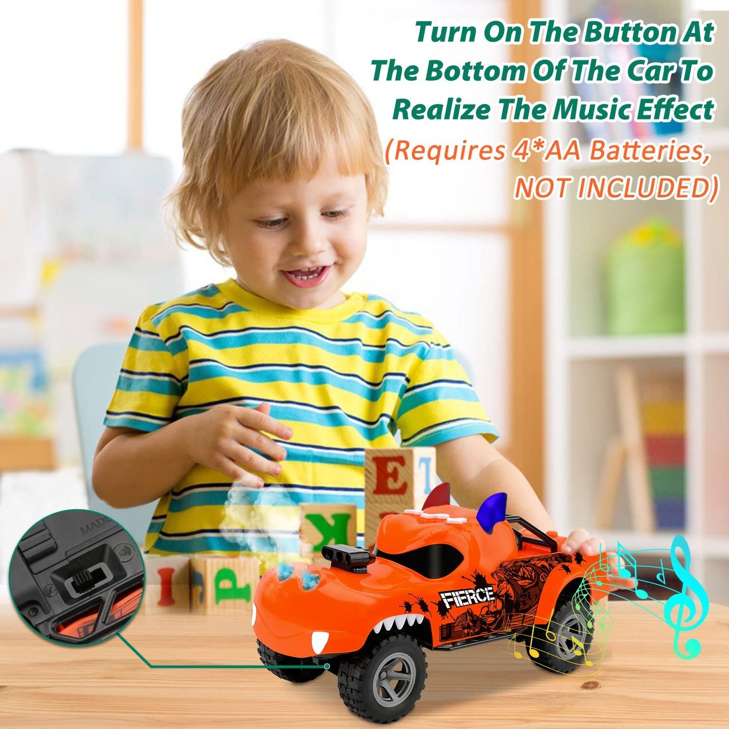 Kids Toys Truck Cars Toys for 3 Year Old Boys Hippo Monster Trucks Toddler Toys Age 2-4 Spray Music Light Boy Toys Christmas Stocking Stuffers Birthday Gifts for Kids 2 3 4 5 6 7 Year Old Boys Girls