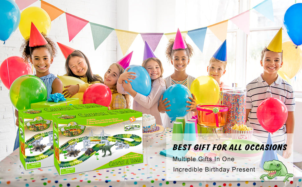  Dinosaur World Race Track Toys for Kids - Best Birthday Gifts  for Age 3 4 5 6 7 Year Old Boys and Girls, PREPOP Deluxe Dino Sets, 220 pcs  : Toys & Games