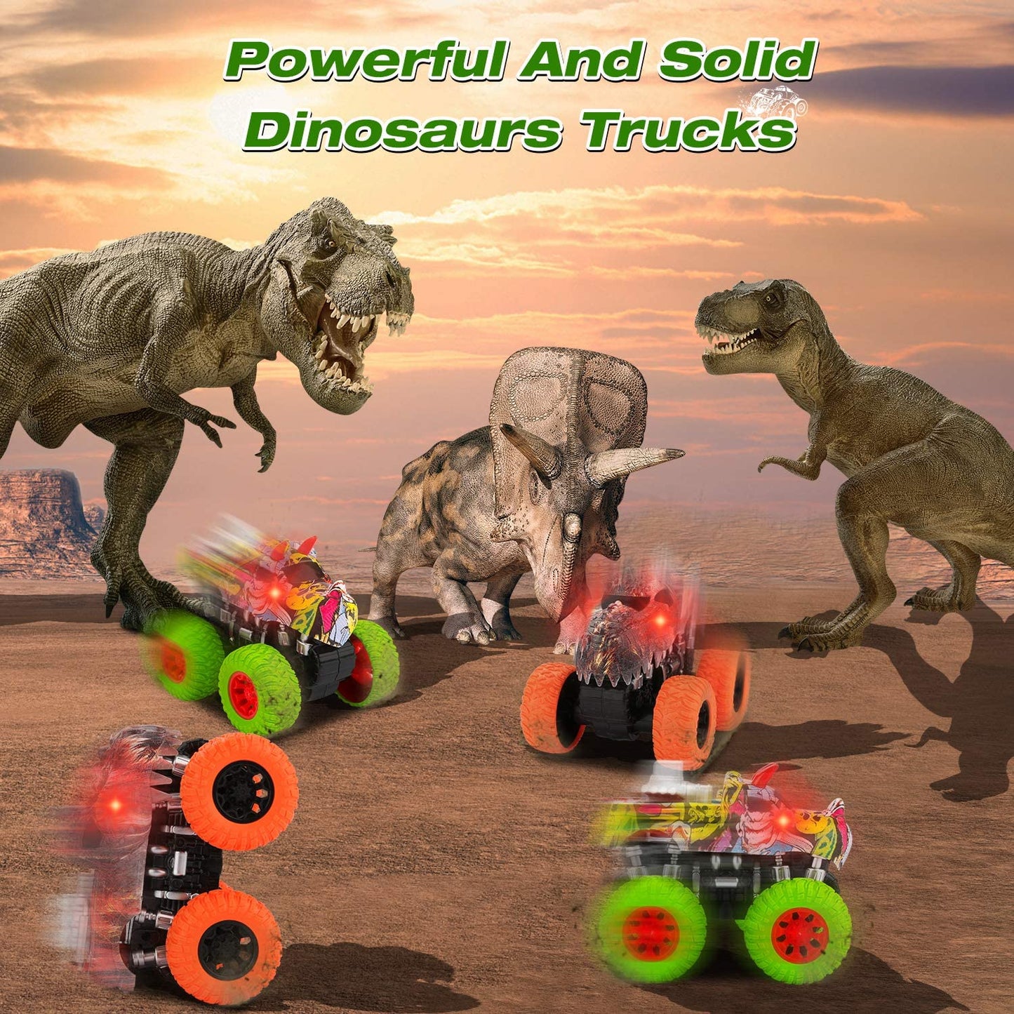 Kids Toys Trucks Dinosaur Toy - Monster Trucks for Boys Dinosaur Toys | Pull Back Car Toys Boy Toys for Toddlers Friction Powered Car Birthday Gifts for Kids 3 4 5 6 7 Year Old Boys Girls Christmas