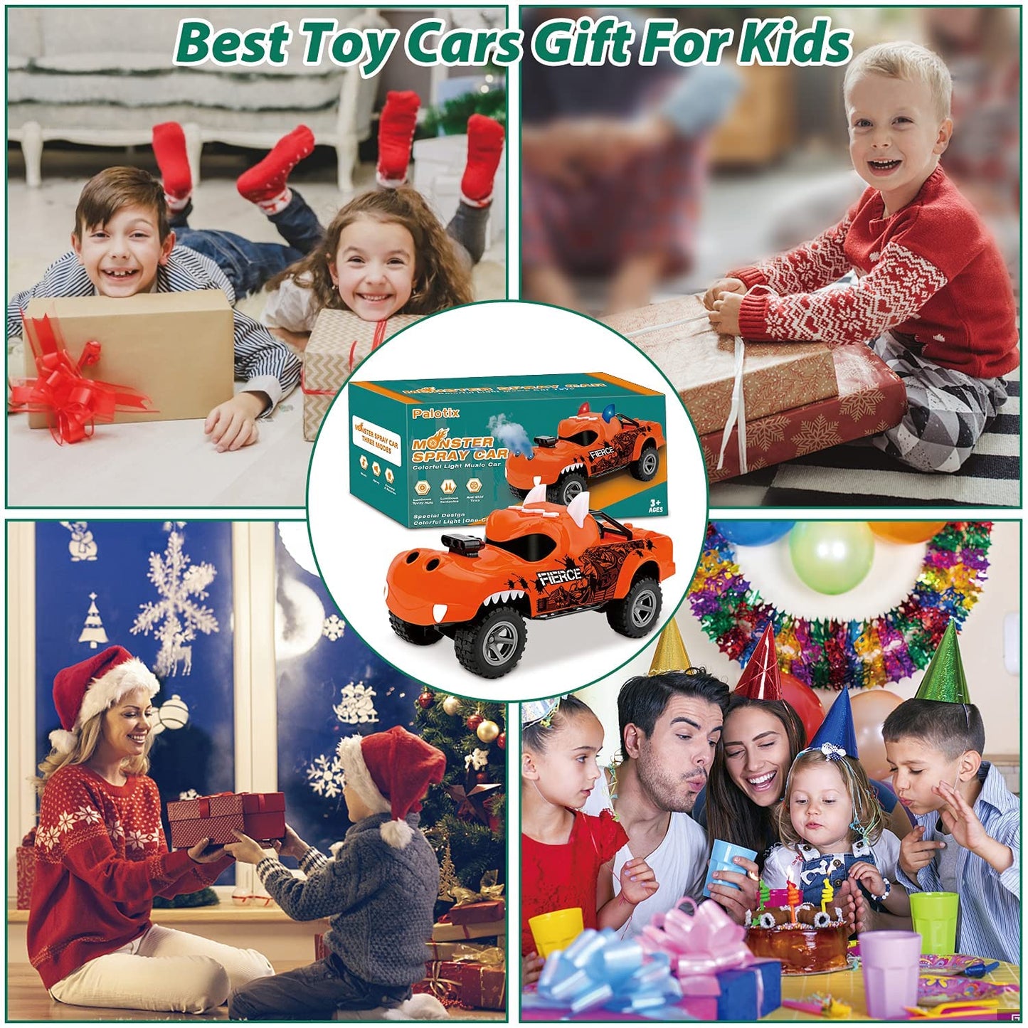 Kids Toys Truck Cars Toys for 3 Year Old Boys Hippo Monster Trucks Toddler Toys Age 2-4 Spray Music Light Boy Toys Christmas Stocking Stuffers Birthday Gifts for Kids 2 3 4 5 6 7 Year Old Boys Girls