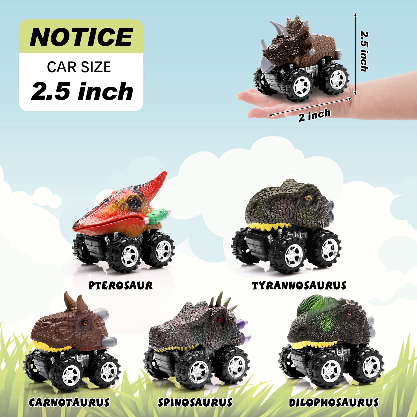 Dinosaur Toys for 3 Year Old Boys, Pull Back Dinosaur Toys for 5 Year Old Boy 6 Pack Set Car Toys for 4 Year Old Boys Christmas Birthday Gifts for Kids 1 2 3 4 5 6 Year Old Boys Girls